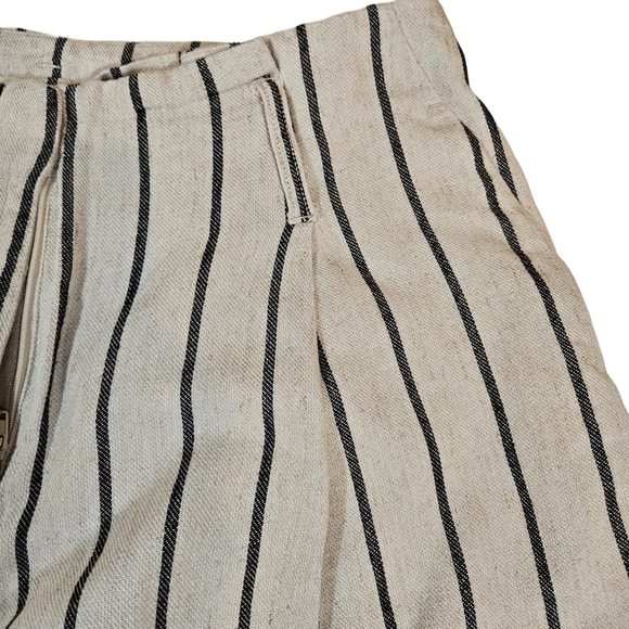 Worthington High Waisted Linen Blend Shorts, Cream/Black Stripes, 10 - Picture 4 of 12